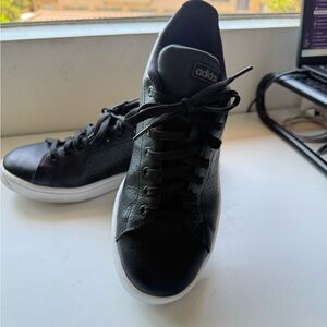 Adidas Men's Black Leather Sneakers